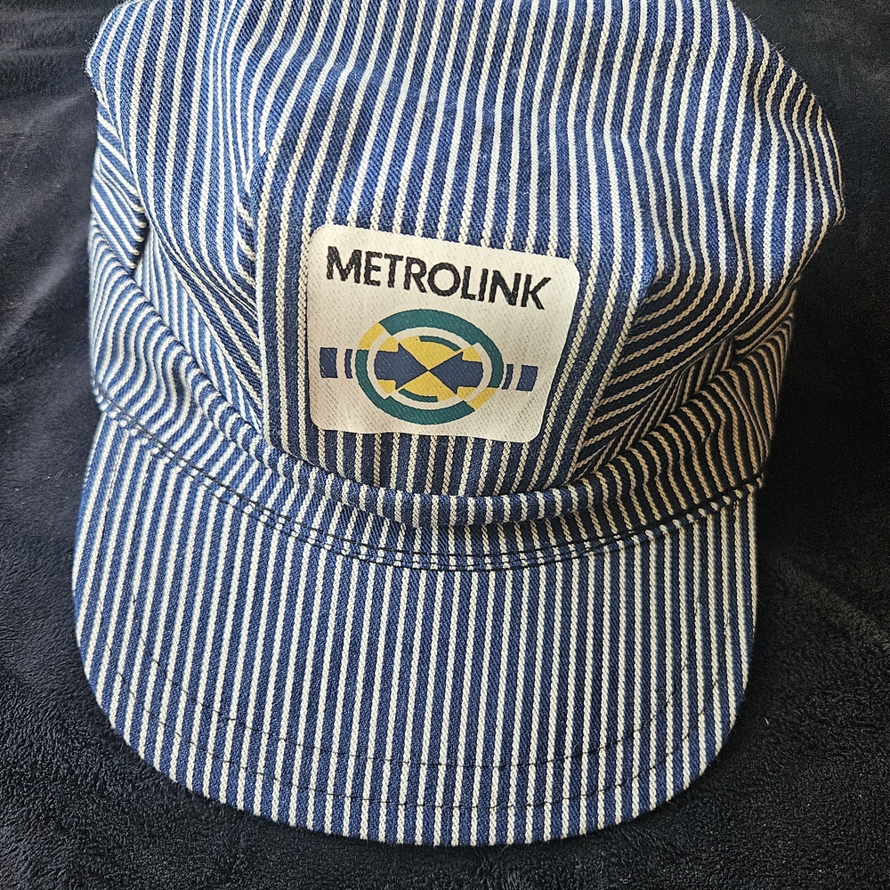 Vintage Metrolink Blue Striped Conductor Hat